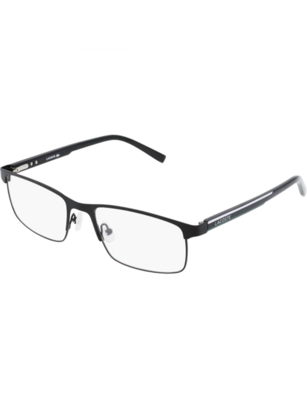Lacoste Men’s Eyeglasses | Black Metal Frame | Rectangle Full Rim | 56–19–145